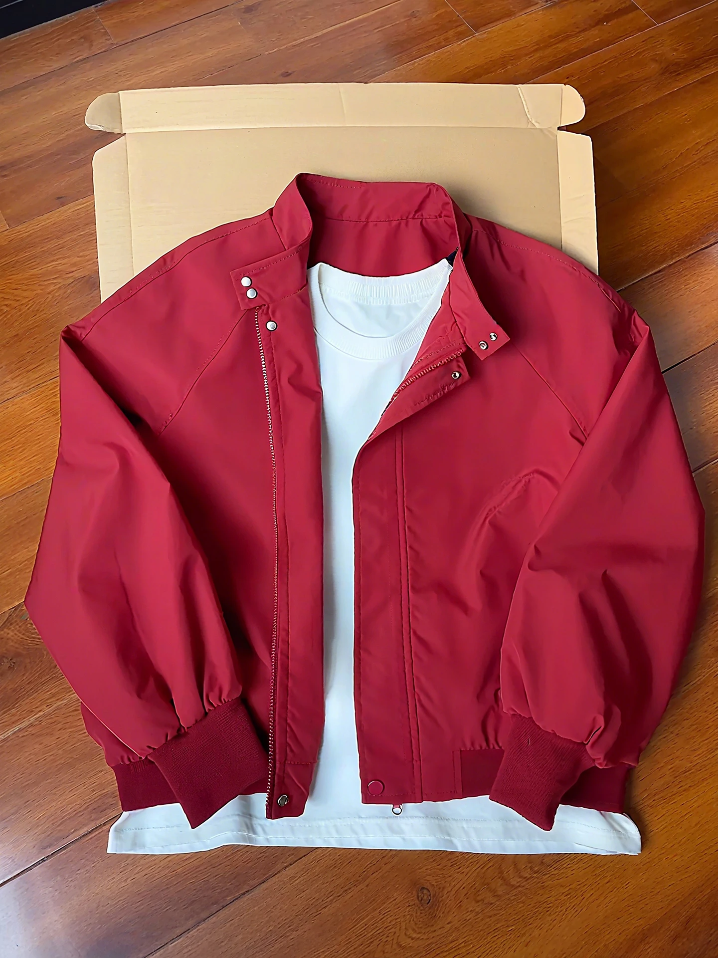 

Красная мужская куртка-харрингтон Cleanfit в стиле пилот, ветрозащитная, осенне-весенняя, модная, американская, молодежная