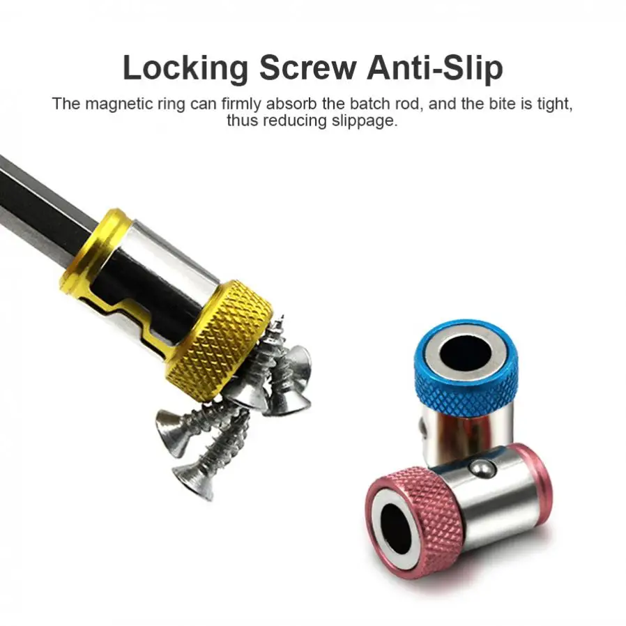 2 stücke Bit Magnetiseur Magnetische Bit Halter Legierung Elektrische Magnetische Ring Schraubendreher Bit Kopf Starke Nicht-slip Magnet Ring