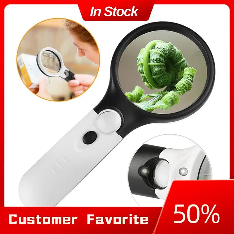 Leitor de ampliação 45X mais poderoso superior AT03 com iluminação LED, lente portátil para leitura e lupa de joias