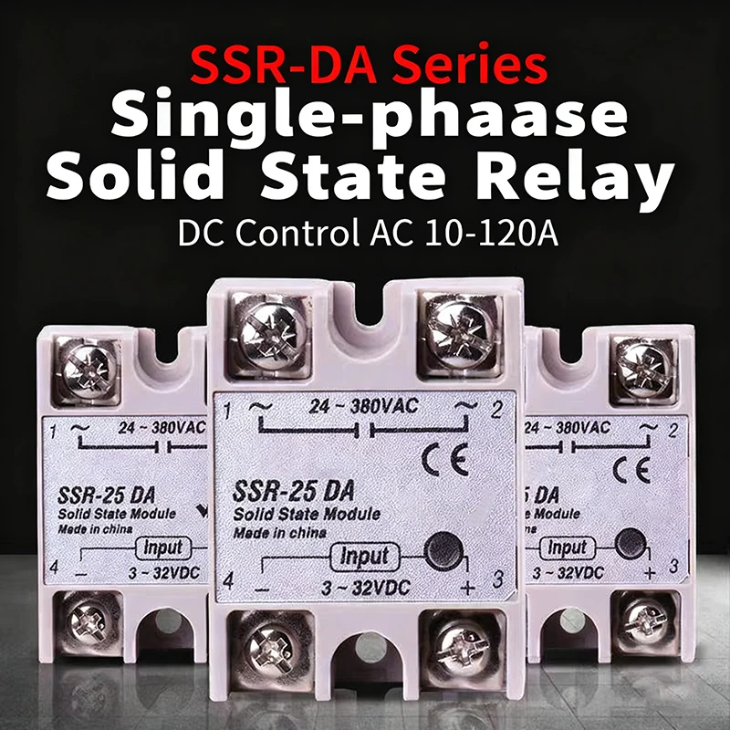 

SSR-40DA/AA /DD Solid State Relay 40A 3-32V DC Input to 24-480V AC Output, Single Phase DC-AC SSR Module Heatsink for 220V/380V
