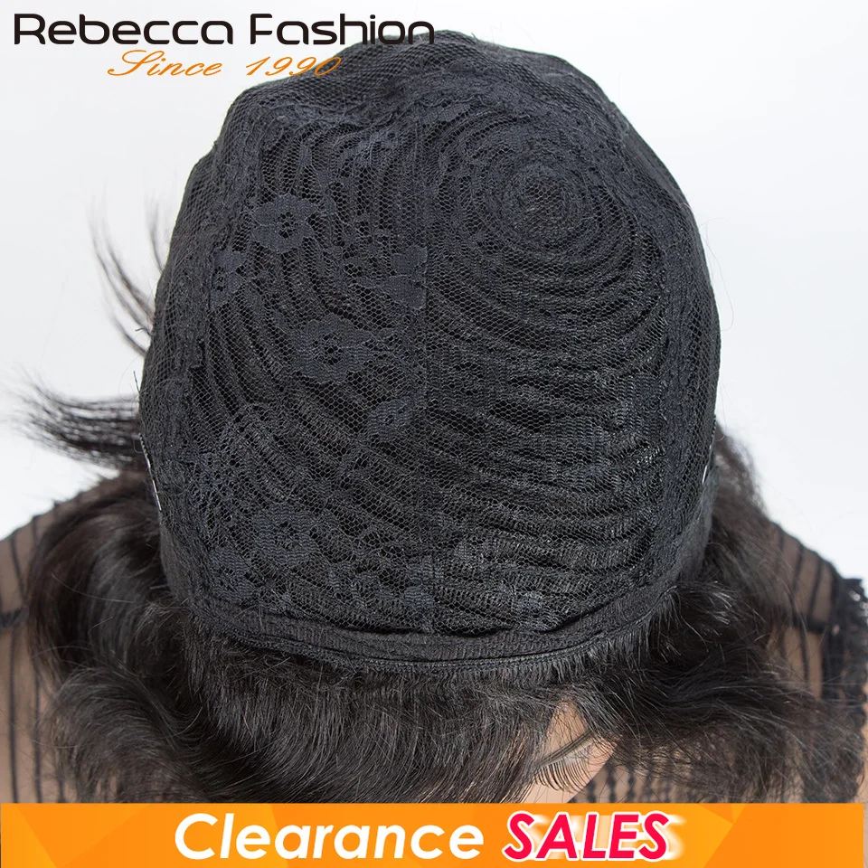 Rebecca Youth 1B/Purple Skunk Stripe Short balayage Human Hair Wigs With Partial Part Brazilian Human Hair Full Machine Made Wig - Image 6