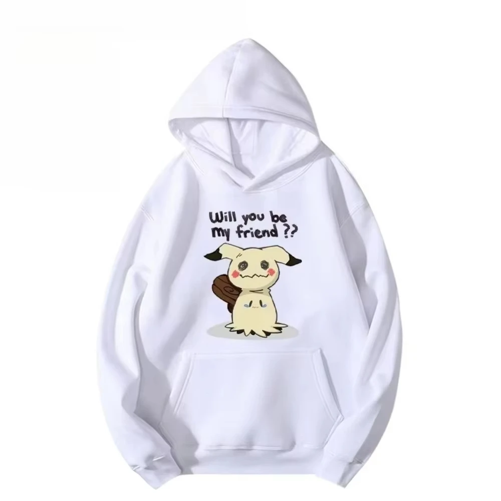 

Pokémon Mimikyu Hand-painted Hoodie Unisex, Handheld Game Design Harajuku Style, Loose Casual Sweater Autumn Winter Y2k