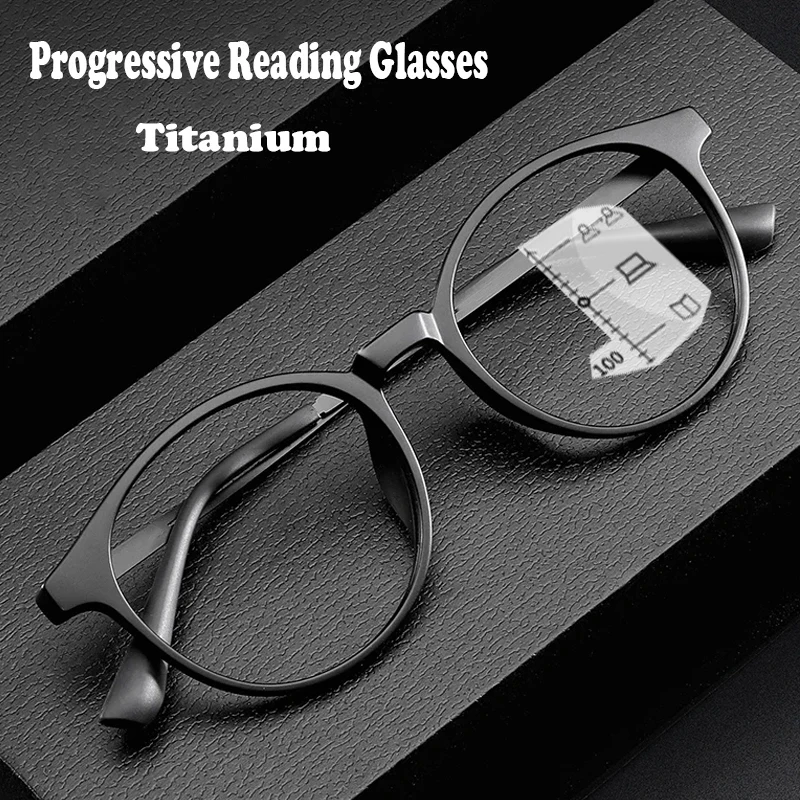Ultralight TR90 Legs Progressive Multifocal Reading Glasses Men Women Anti Blue Light Presbyopic Glasses Round Frame Eyeglass
