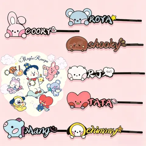 BT21 cartoon cute one-word hairpin kawaii student bangs side clip hairpin headwear fans support anime peripherals wholesale