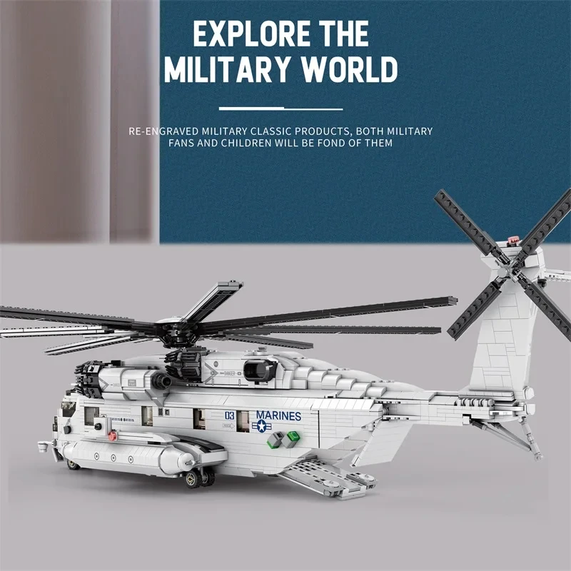 2192PCS CH-53E Transport Helicopter Building Blocks Army Plane Military Fighter Model Assembly Bricks Kids DIY Toys Holiday Gift