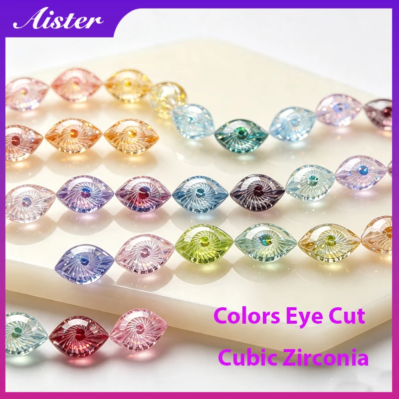 New 5A AppleGreen/Aquamarine/Gray/Orange Colors Eye Cut Cubic Zirconia Loose Gemstones for Jewerly Making