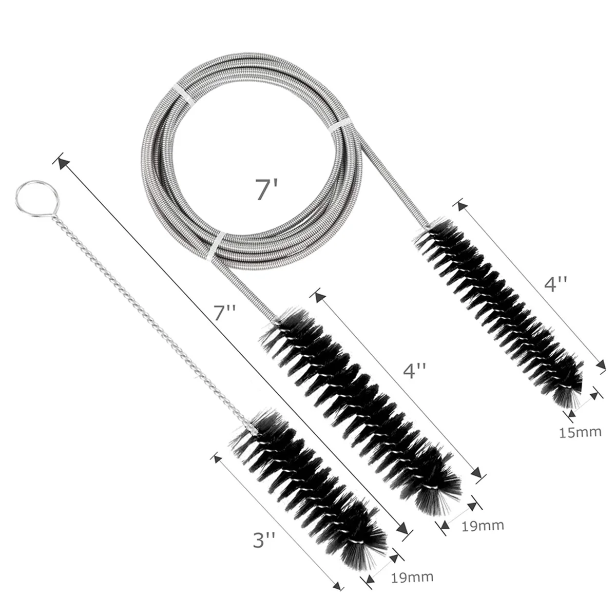 

HFIL_Щетка диаметром 15 мм 19 мм — Щетка для чистки трубок CPAP — подходит для большинства шлангов CPAP (черная)