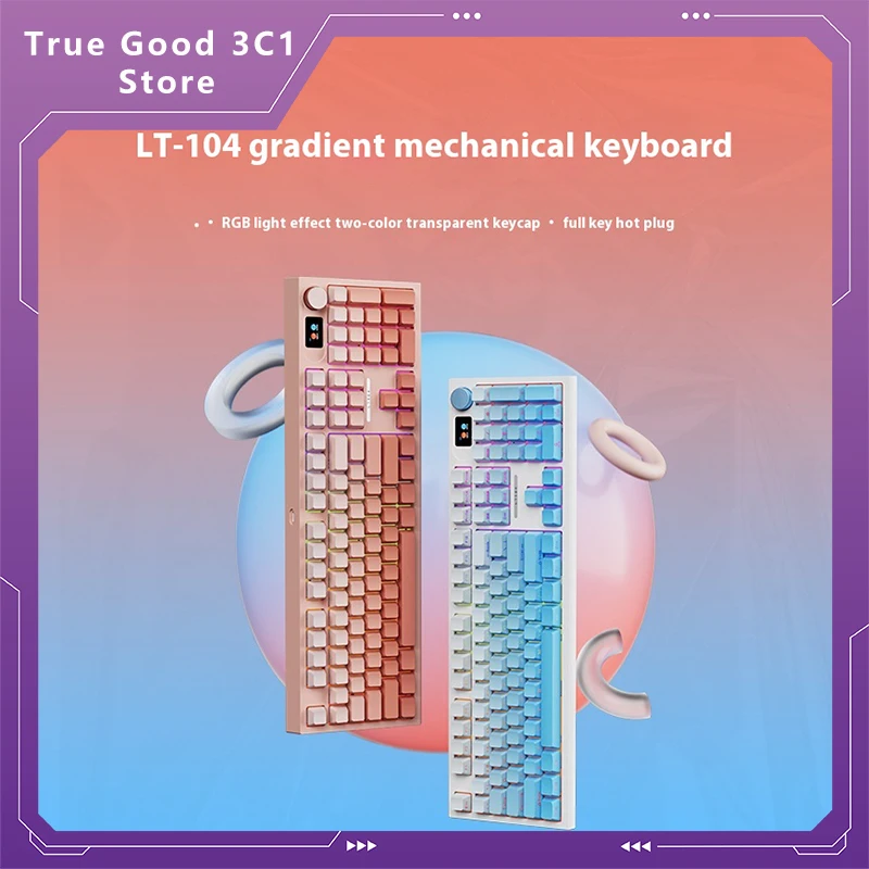 

Клавиатура Lt104 Беспроводная механическая, 2,4 ГГц, Bluetooth, трехрежимная, Rgb