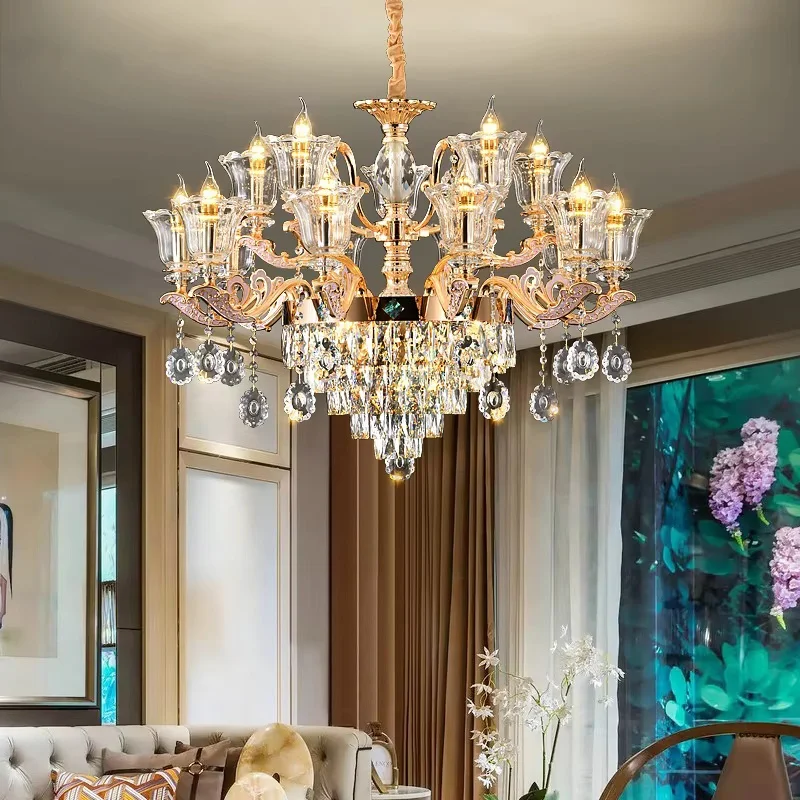 

French Retro Crystal Chandelier Romantic Candle Lamp Fashion Restaurant Lamp Warm Bedroom Chandelier Luxury Living Room Headlamp