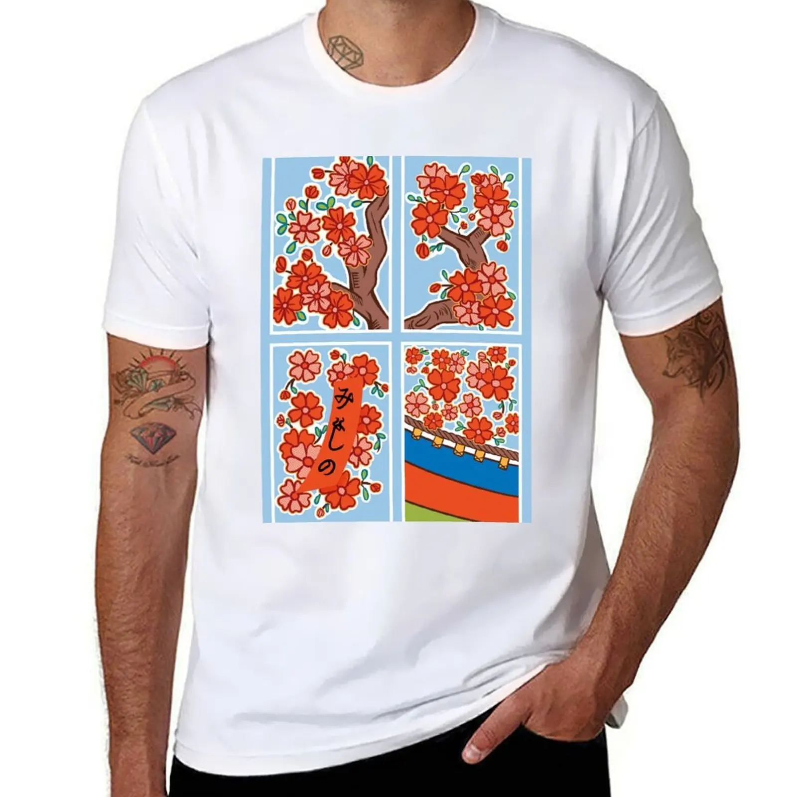 

The 4 cards of the Hanafuda game: Mars T-Shirt t shirt man cotton graphic t shirts for man T-Shirt