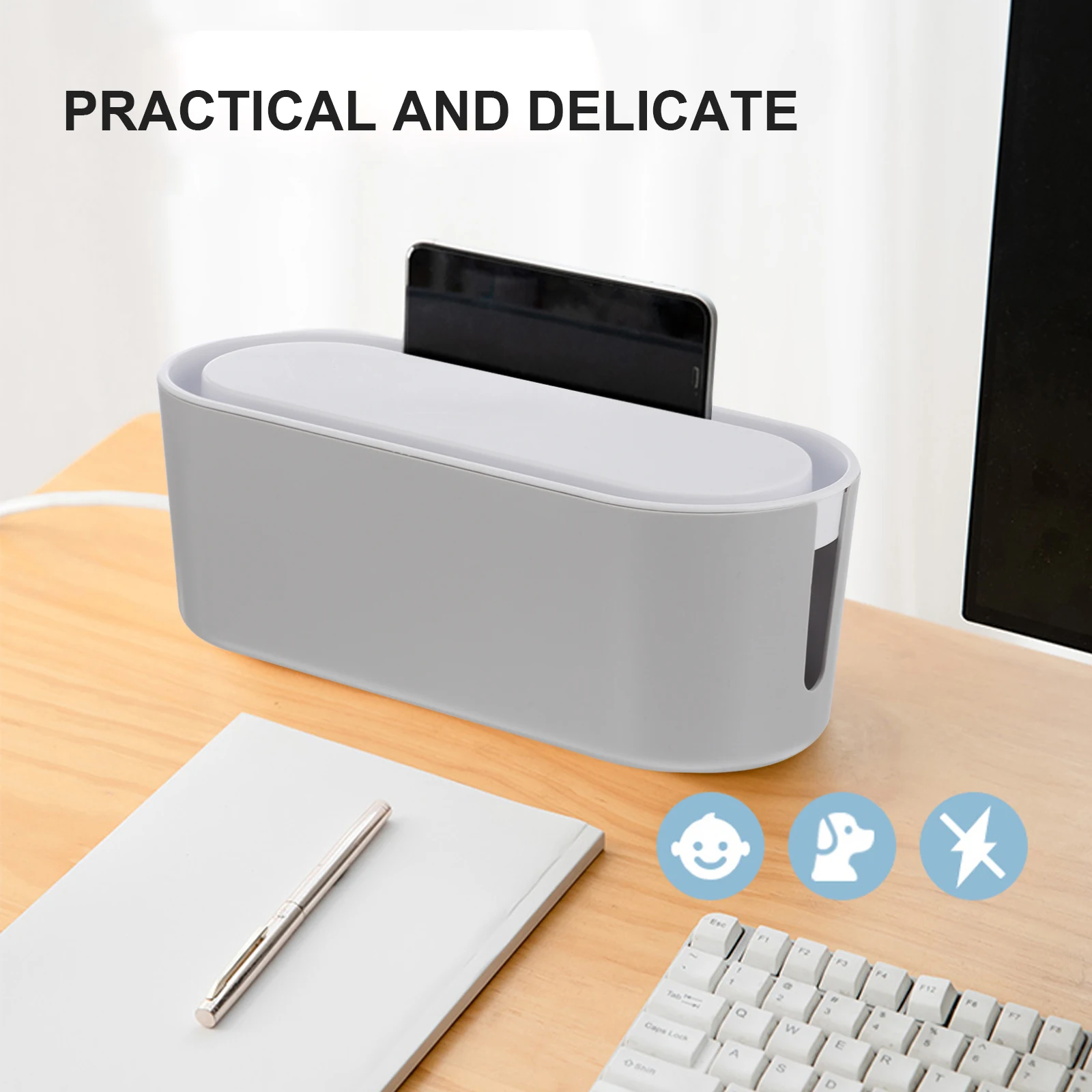 

Cable Management Strip Adapter USB Hub ganizer Large Opening Heat Dissipation Stylish Desk Wire Storage Plastic Holder