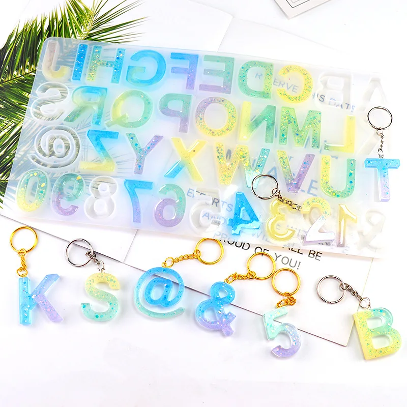 English Letters and Numbers Silicone MolddiyCrystal glue26Letter Pendant Keychain Pendant Pinyin Suit