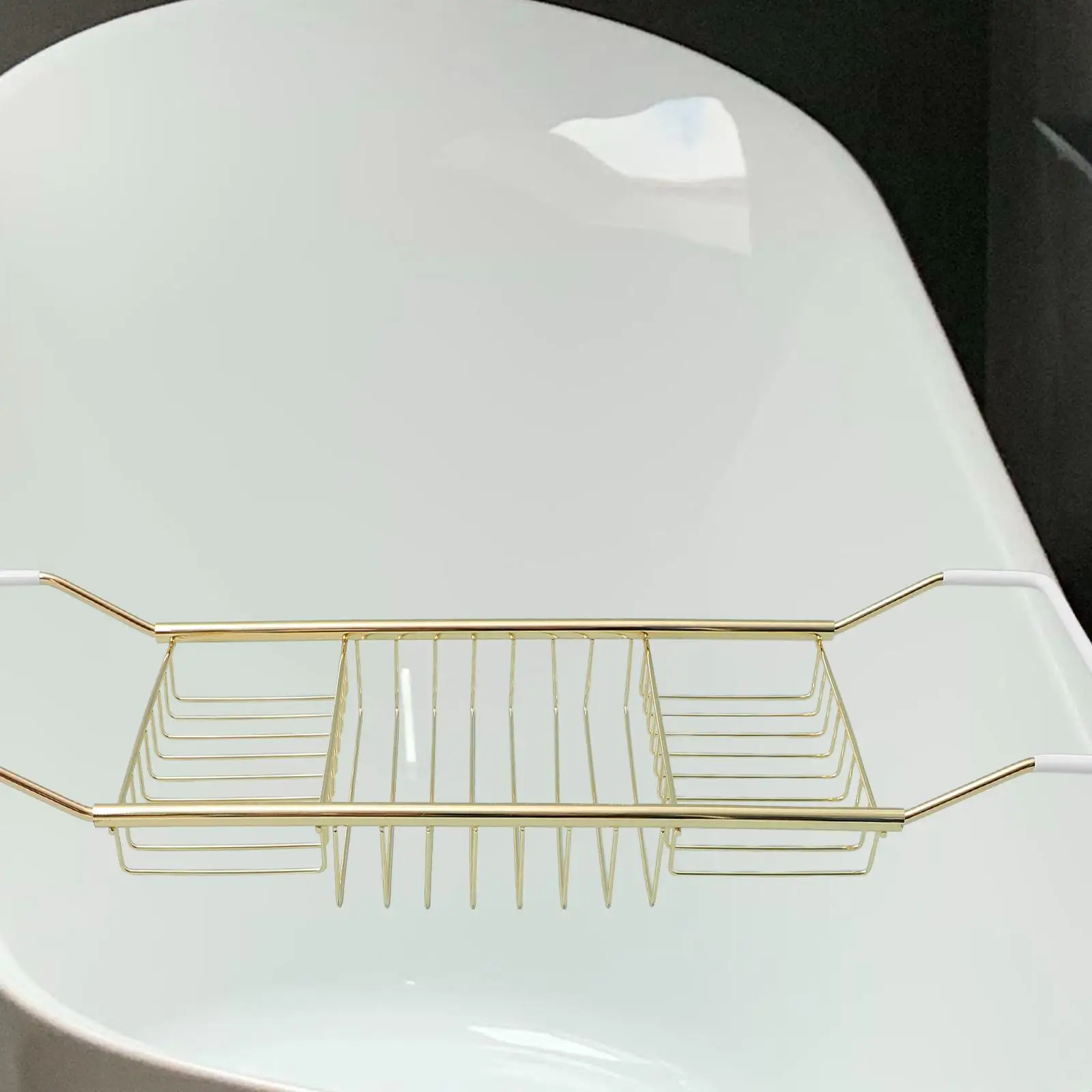 Telescopic Anti Storage Rack Golden Bath Tray Bathtub Holder Adjustable Shower Phone Stand Home Bathroom Accessory Non Rust