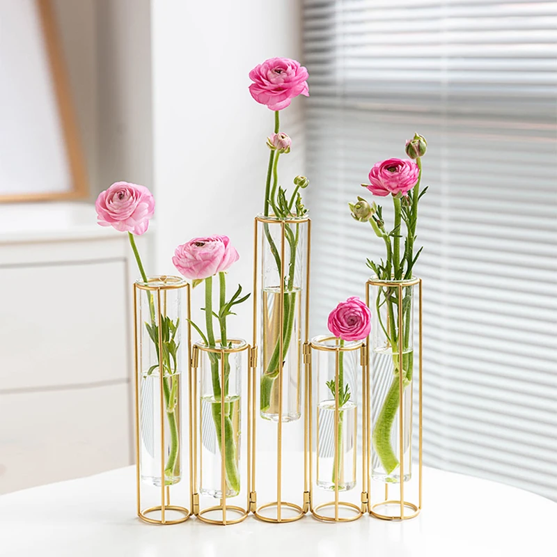 Flower Vases Glass Vase Room Home Decoration Green Dill Hydroponic Plant Art Flower Arrangement Simulation Flower Table Vase