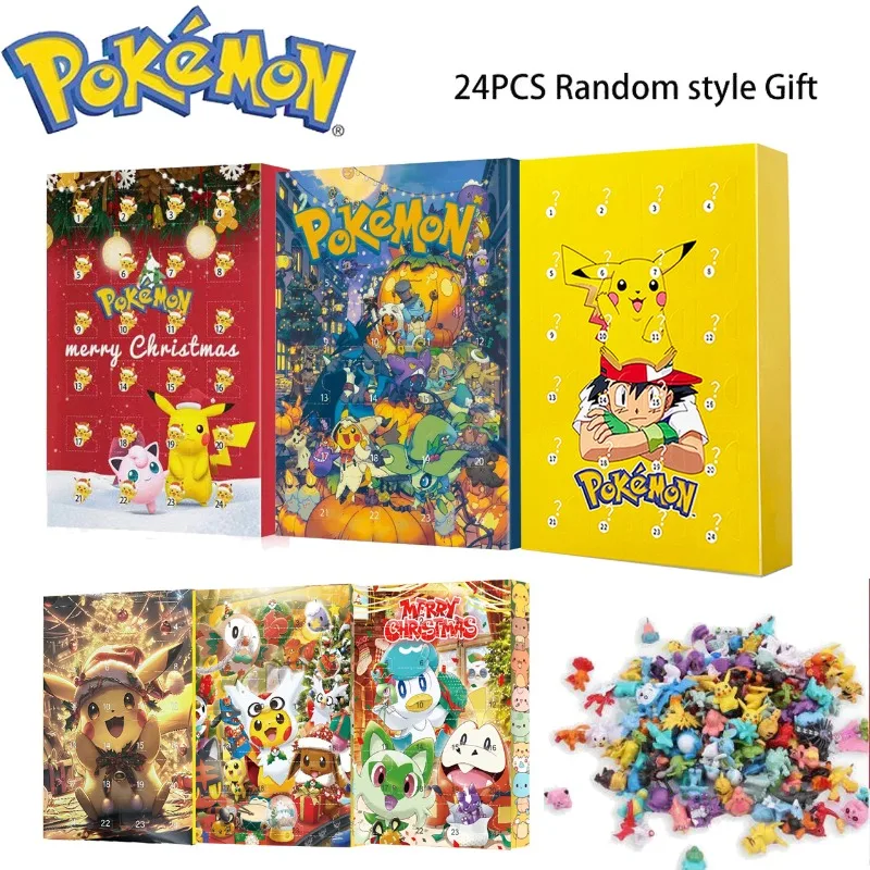 24PCS/Set Pokemon Christmas Advent Calendar Cute Pikachu Charizard PVC Small Anime Figure Surprise Box Birthday Halloween Gift