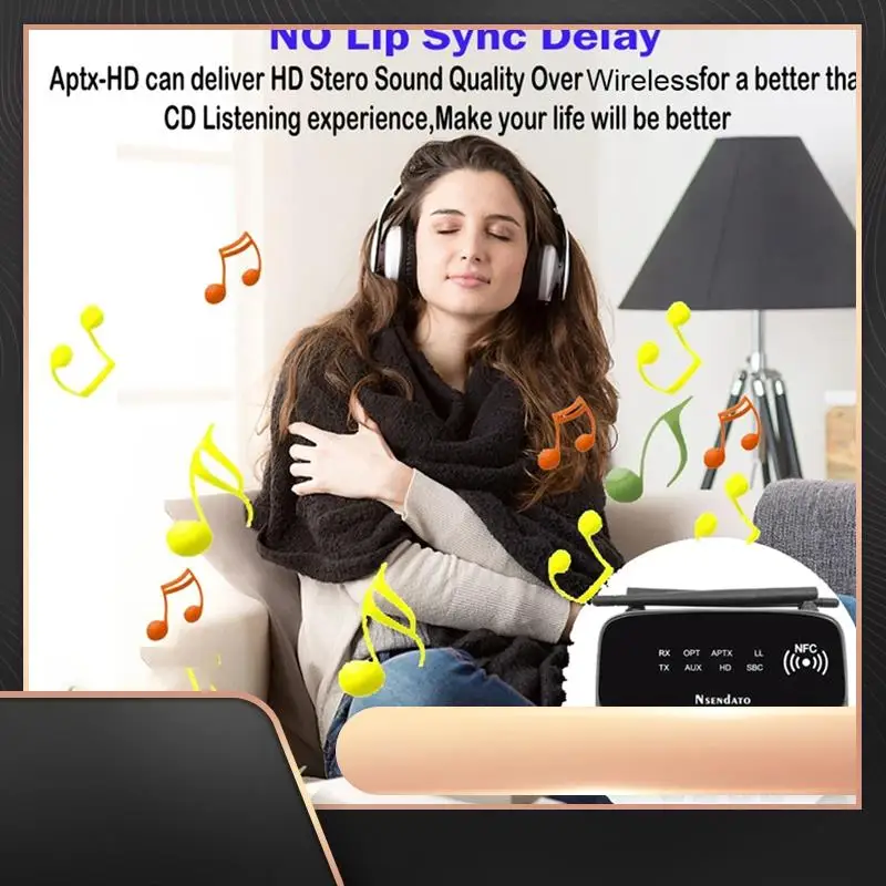 

NFC 80M Bluetooth 5.0 аудио передатчик приемник Aptx LL HD беспроводной адаптер SPDIF AUX 3,5 мм для ПК ТВ пара 2 наушники