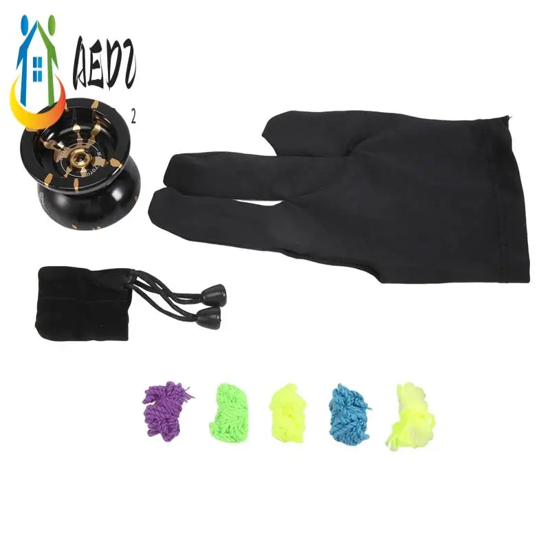 

AED2-Magicyoyo N11 Alloy Aluminum Professional Yoyo Unresponsive Yoyo Ball (Black Golden) Bag, Glove 5 Strings