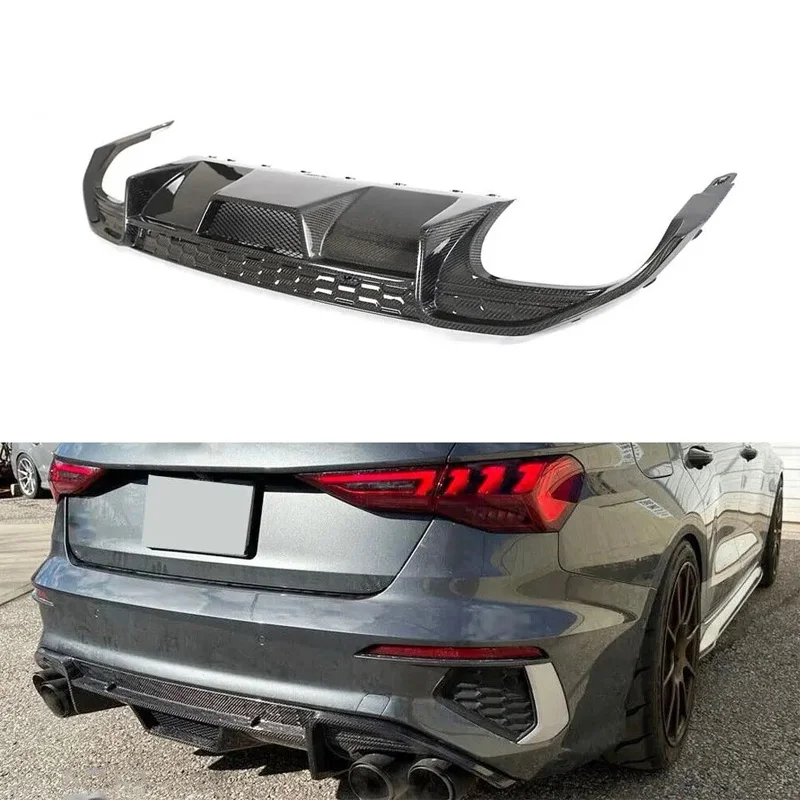 A3 S3 Carbon Fiber Rear Diffuser Lip for Audi S3 8Y 4-Door 2021-2022 Spoiler Lip Trunk Wing Body Kit Splitter Cover Trim