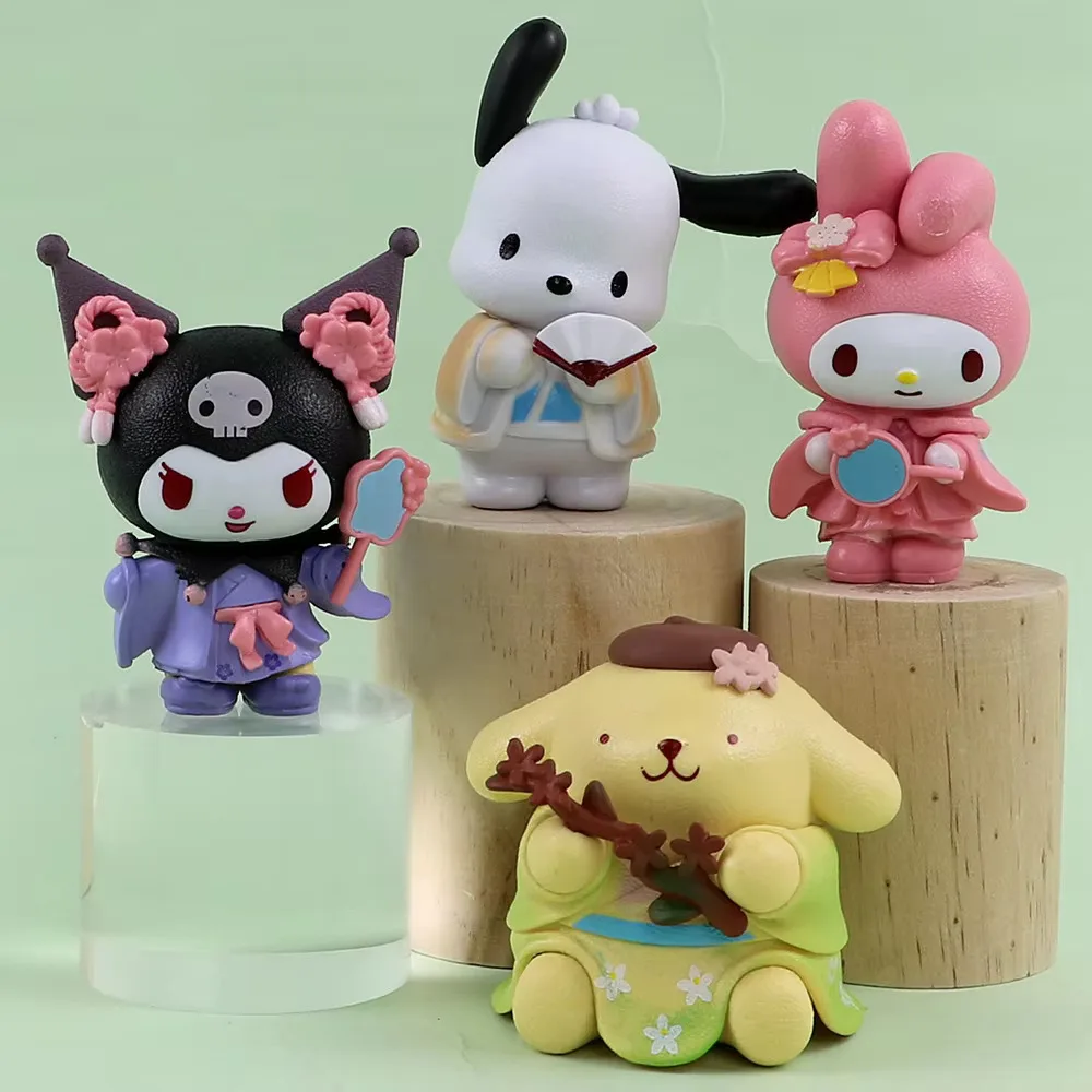 Miniso Sanrio nowa rymowanka z serii ubrań kwiatowych Kawaii Kuromi Pochacco Cinnamoroll melodia pudełko z niespodzianką dzieci prezenty świąteczne