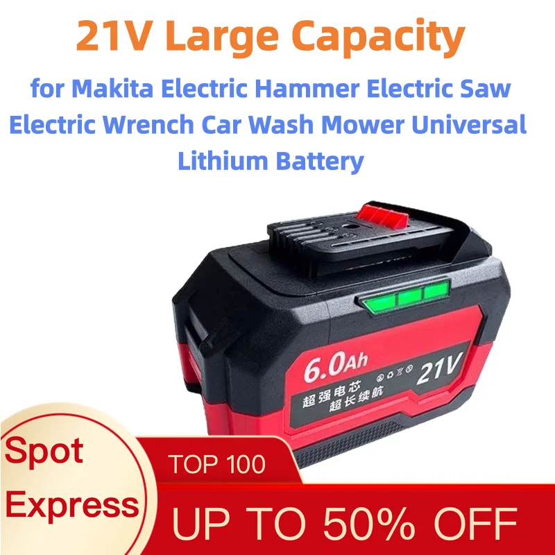21V Large Capacity for Makita Electric Hammer Electric Saw Electric Wrench Car Wash Mower Universal Lithium Battery
