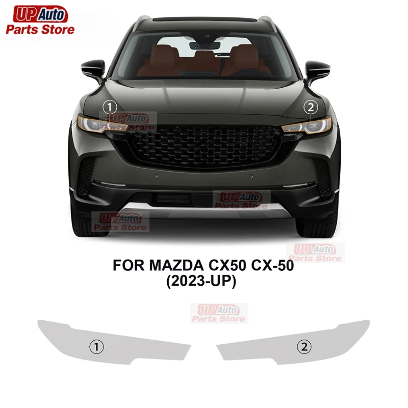 

2 Pcs Car Headlight Protective Film Transparent Black TPU Sticker For Mazda CX50 CX-50 2023-UP Headlight Rearview Accessories