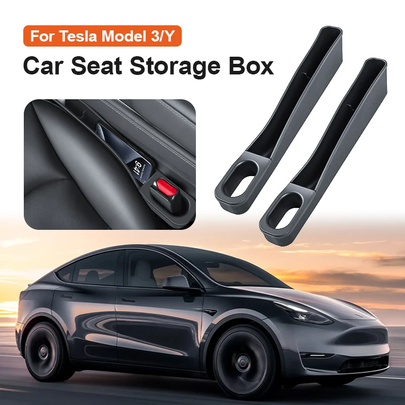 

One Pair Car Seat Gap Filler for Tesla Model 3 Y Slot Storage Box Leak-proof Side Seam Car Storage Decor Interior Accessory