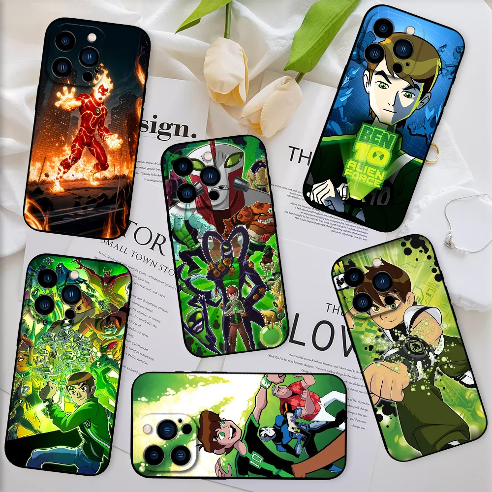 حافظة هاتف كارتونية رائعة B-Benes 10 FUNDA لهاتف آيفون 12 11 13 14 15 16 Max Pro Plus غطاء أسود من السيليكون الناعم الصغير