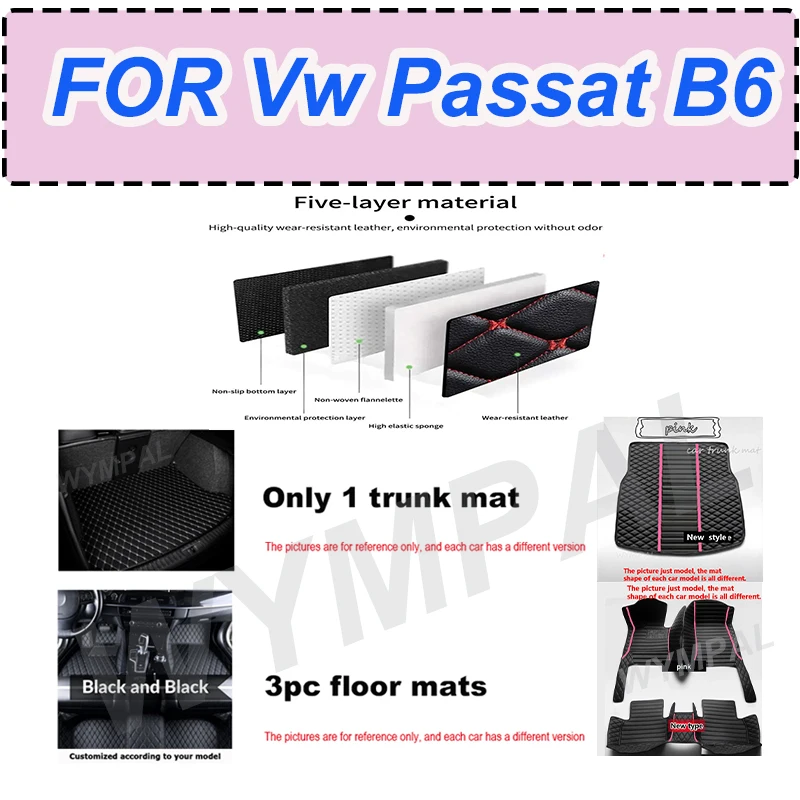 

LUXURY Custom Car Floor Mats for VW Vw Passat B6 2005-2011 Year Eco-friendly Leather