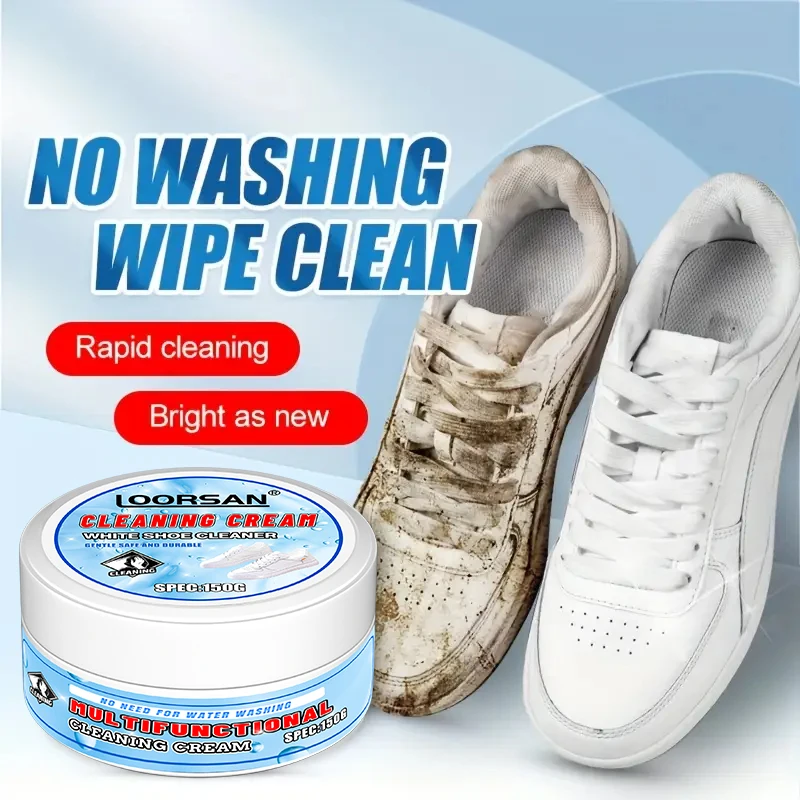 Crema Limpiadora de Zapatos Multifuncional LOORSAN, Blanqueadora, Sin Necesidad de Lavar, Elimina Manchas Rápidamente, Deja los Zapatos Como Nuevos