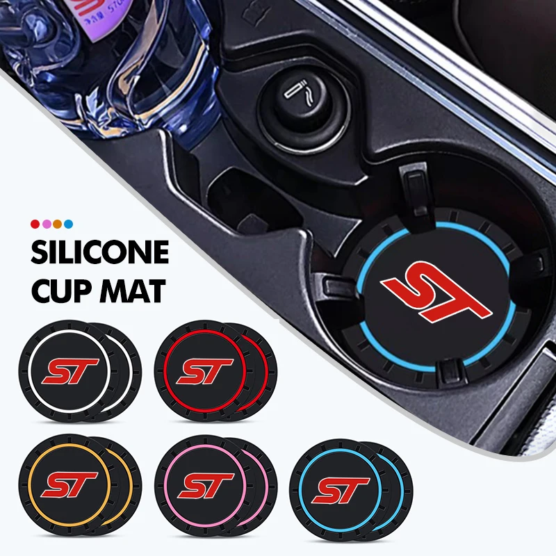 2 pezzi in silicone per auto portabicchieri sottobicchiere antiscivolo tappetino per Ford ST Racing Performance Focus Mk2 Mk3 MK4 Fiesta Ranger