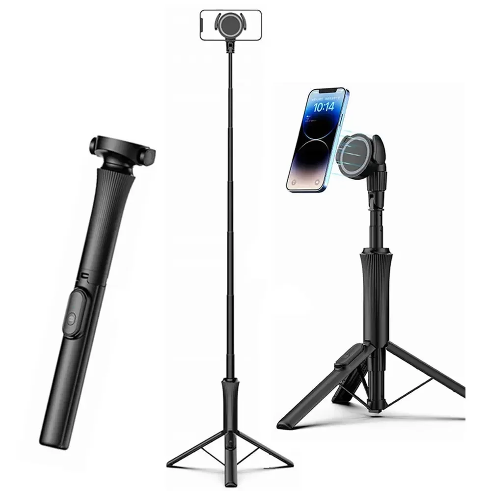 

Portable Magnetic Selfie Stick Tripod with Remote 1.5M for iPhone 15 14 13 12 XIAOMI SAMSUNG Huawei