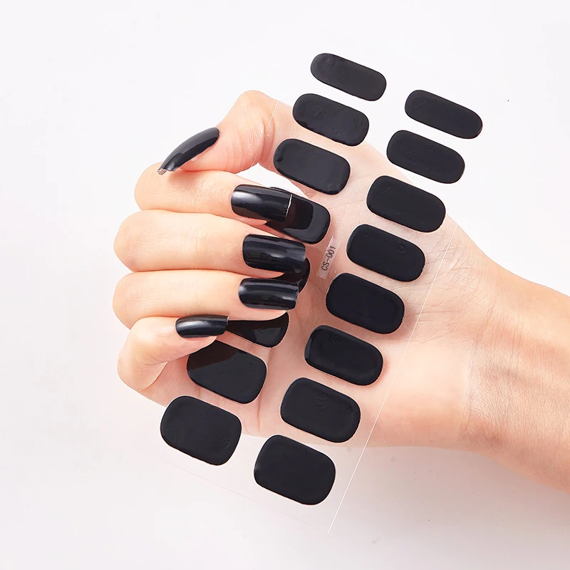 Semi Cured Wraps Fast Gel Nail Sticker Soild Nail Gel Wraps Adhesive Full Cover Gel Nail Sticker Full Cover  Manicure Decoration