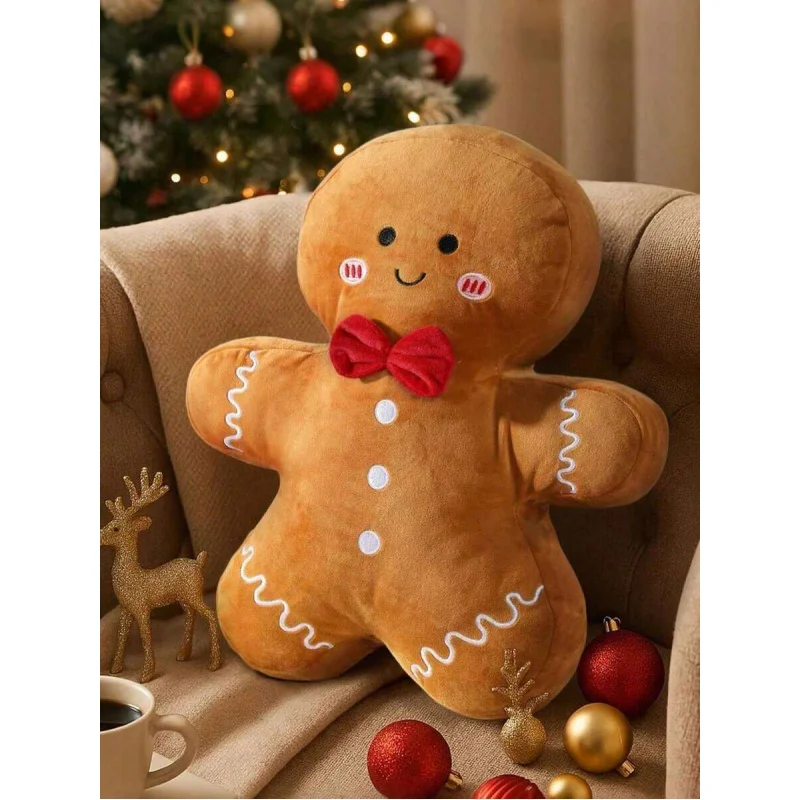 

Gingerbread Man Christmas Cushion, Filled Christmas-Shaped Pillow, Suitable For Home Sofa And Bed Decoration