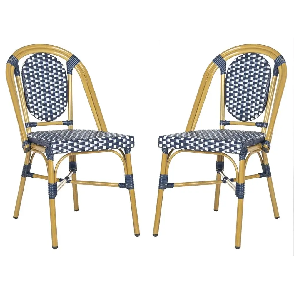 

Outdoor Collection Lenda French Navy, White And Brown Stackable Bistro Chair (Set Of 2)