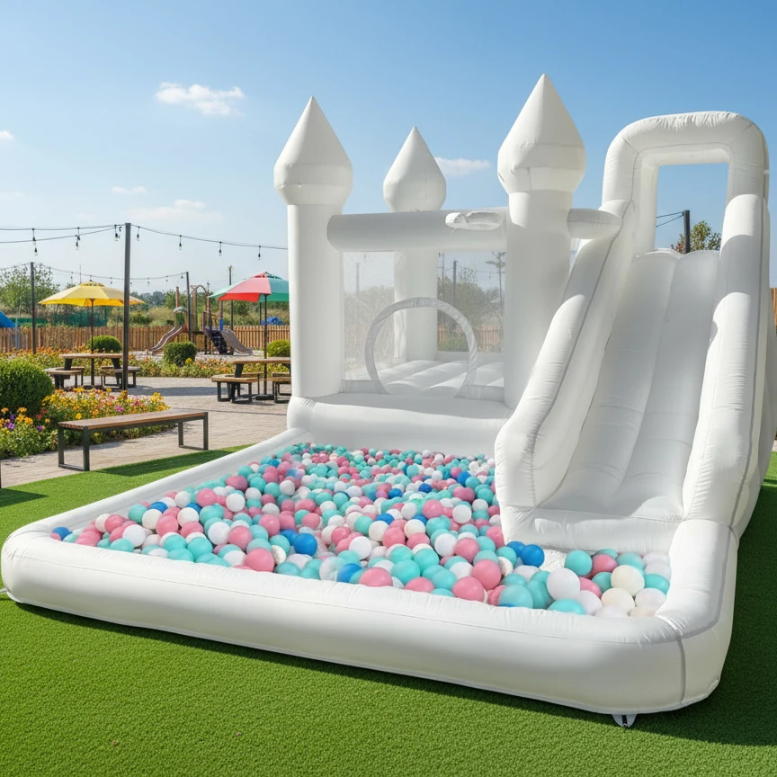 Large Outdoor Playground Garden Pool Water Slide Inflatable For Children Family Bounce House With Blower Ball Pit Kids Games
