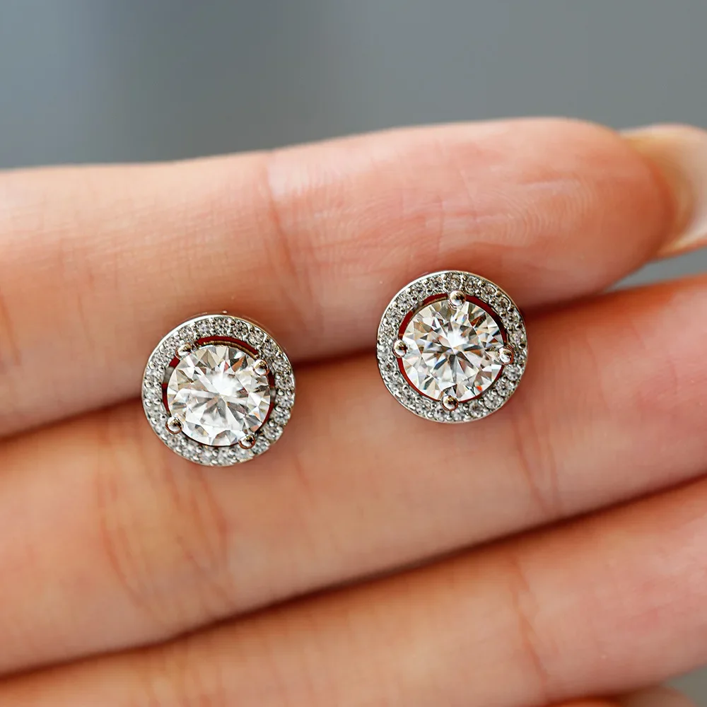 

Lumia Women's Round Platinum PT950 Hoop Earrings Elegant and Minimalist Wedding Gift with Each 0.5ct/1ct Moissanite Stone