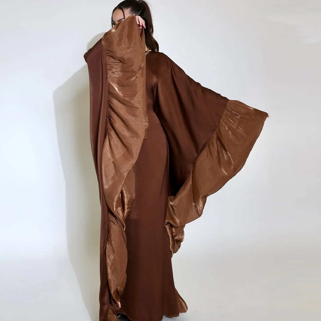 Satin Muslim Women Luxury Dubai Abaya Dress Modest Ramadan Arabic Robe Kaftan Turkey Islam Clothing Eid Kebaya Caftan Marocain
