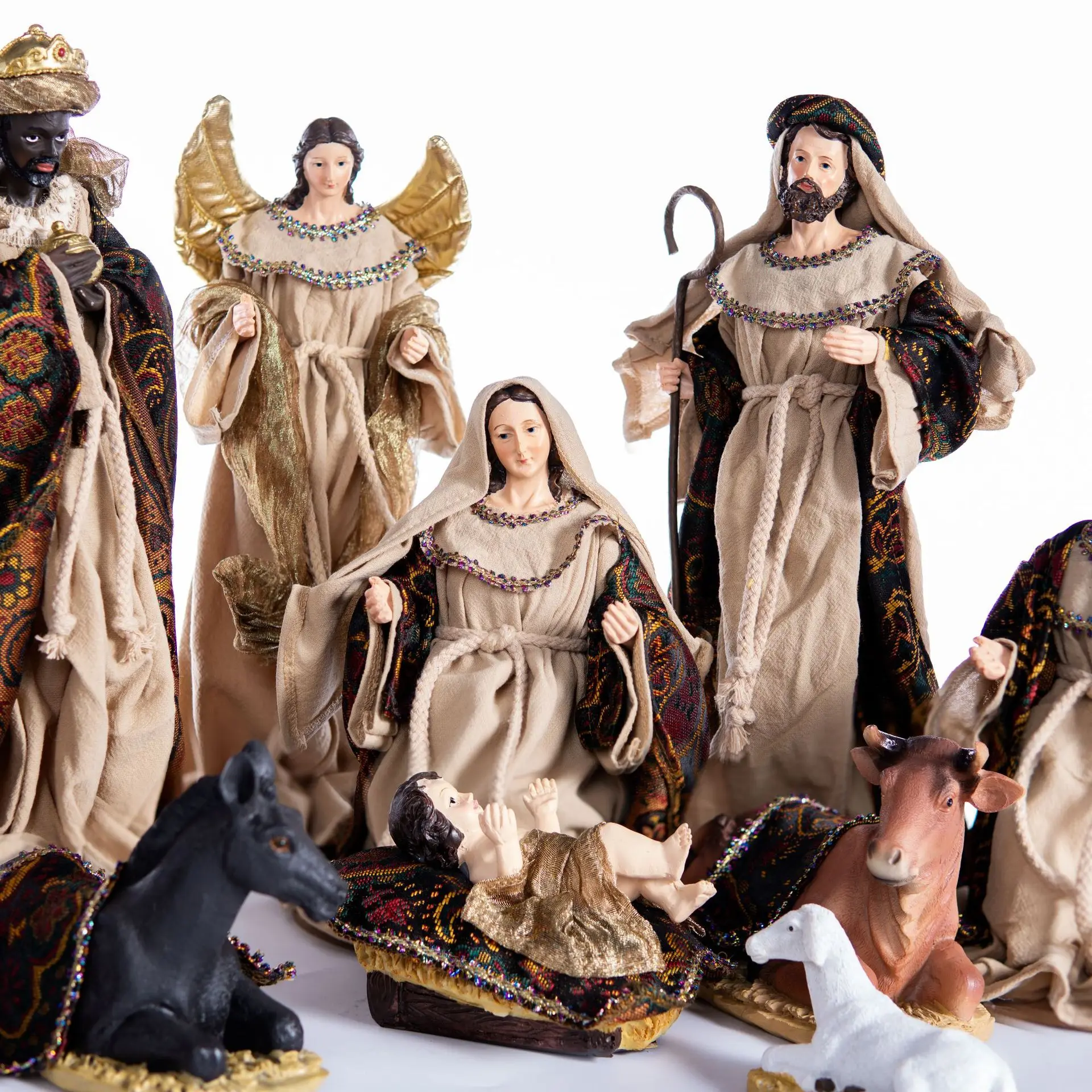 Crib Christmas Nativity Scene Figures Jesus Christ Home Decor Catholic Church Souvenirs