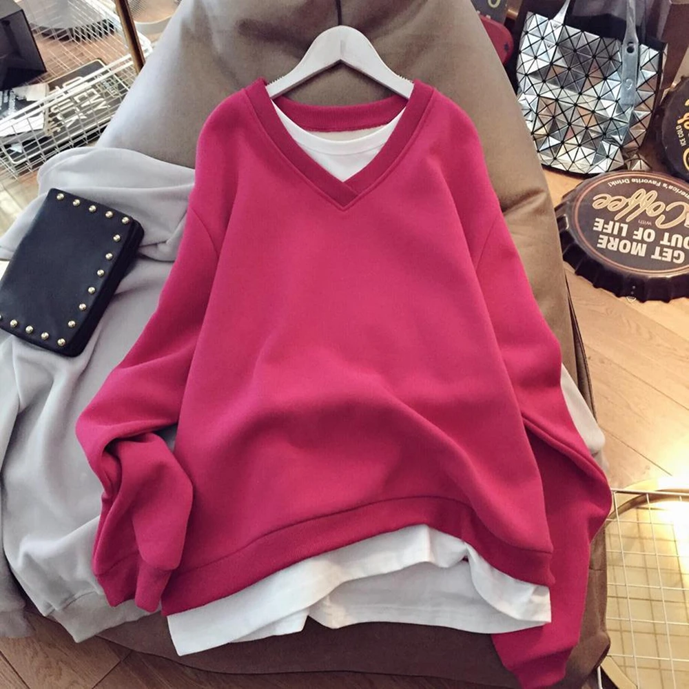 Top autunnali e invernali da donna 200 catties top di grandi dimensioni velluto spesso caldo top sciolto slim fit top in due pezzi finti all-match