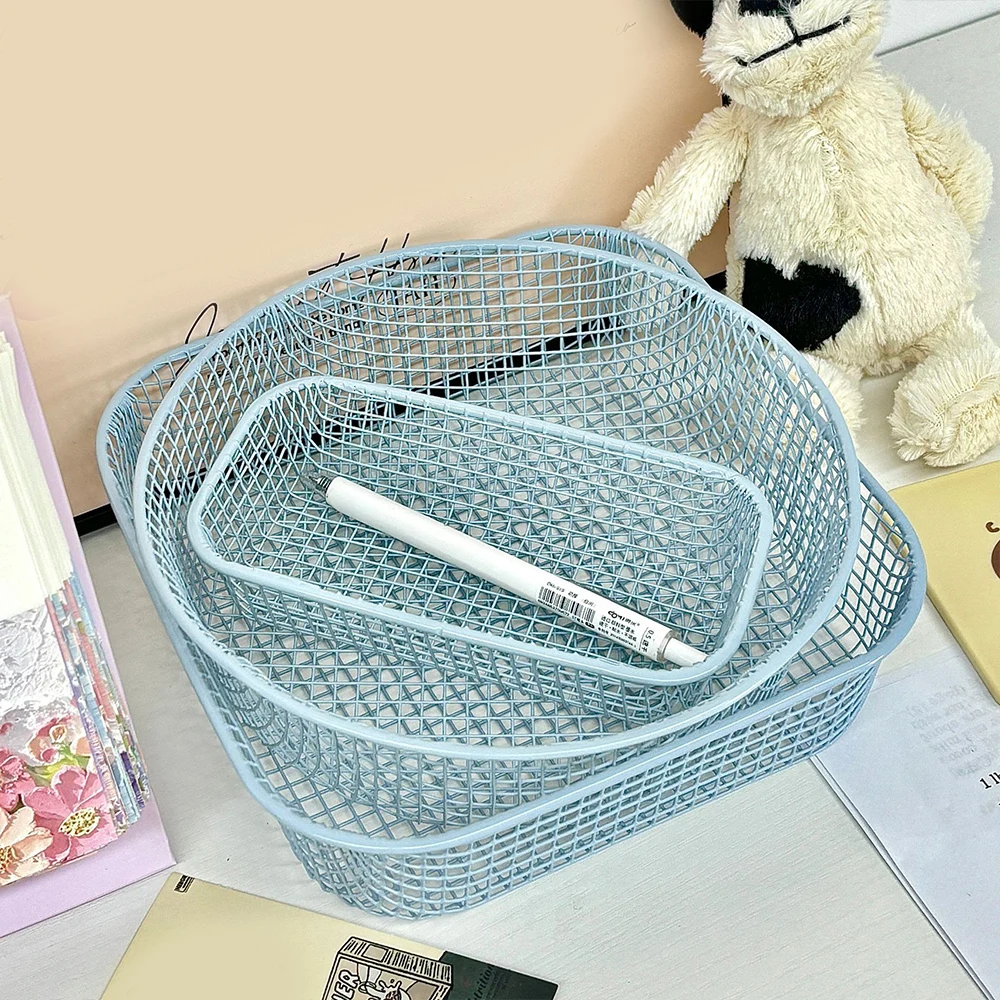 

New Desktop Stationery Organizers Metal Basket Hollow Out Sundries Organizing Box Classification Basket Office Home Suppliers