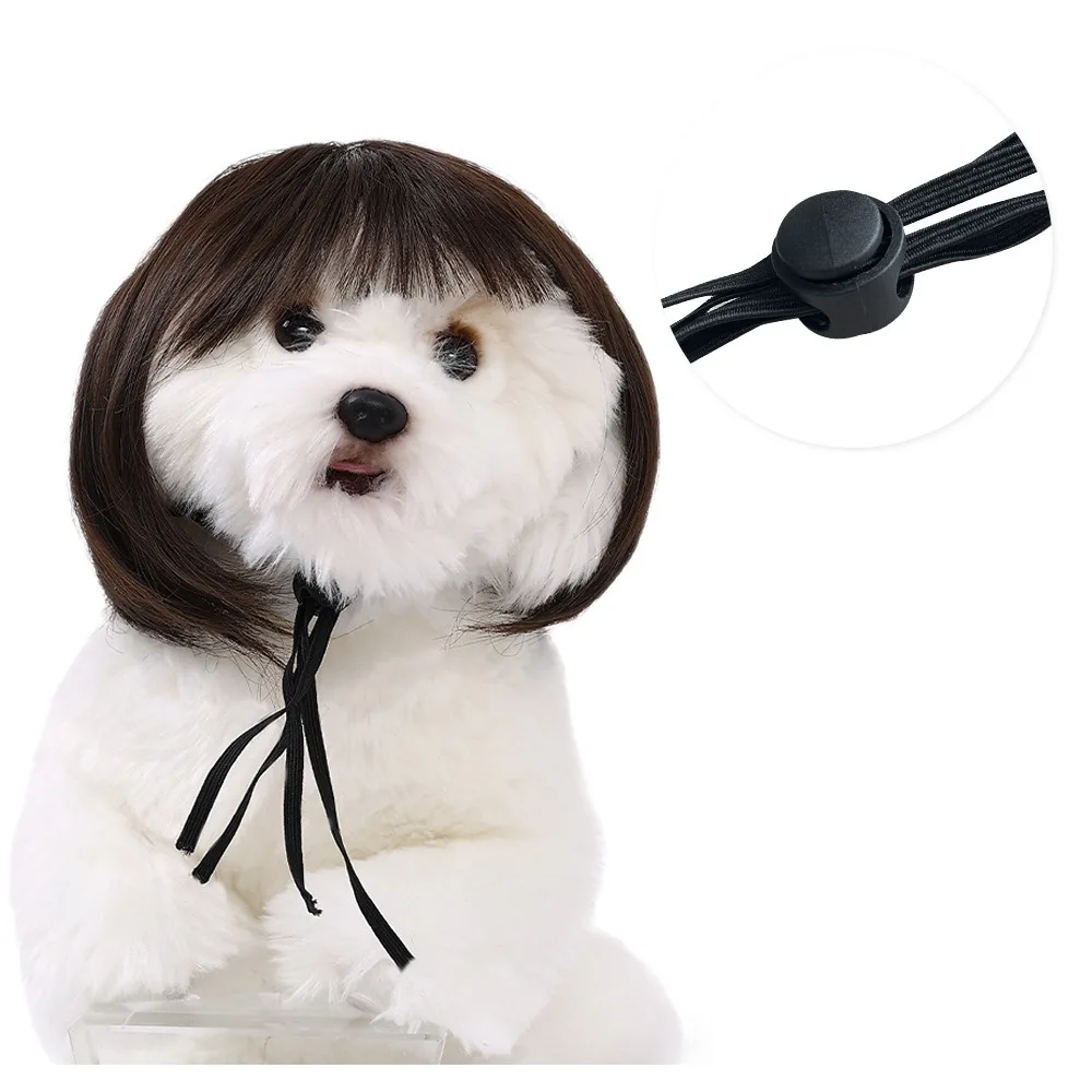 Pet Supplies Straight Hair Pet Costume Wig Funny Adjustable Cat Cosplay Wig Colorful Dog Headwear Party Dress Up