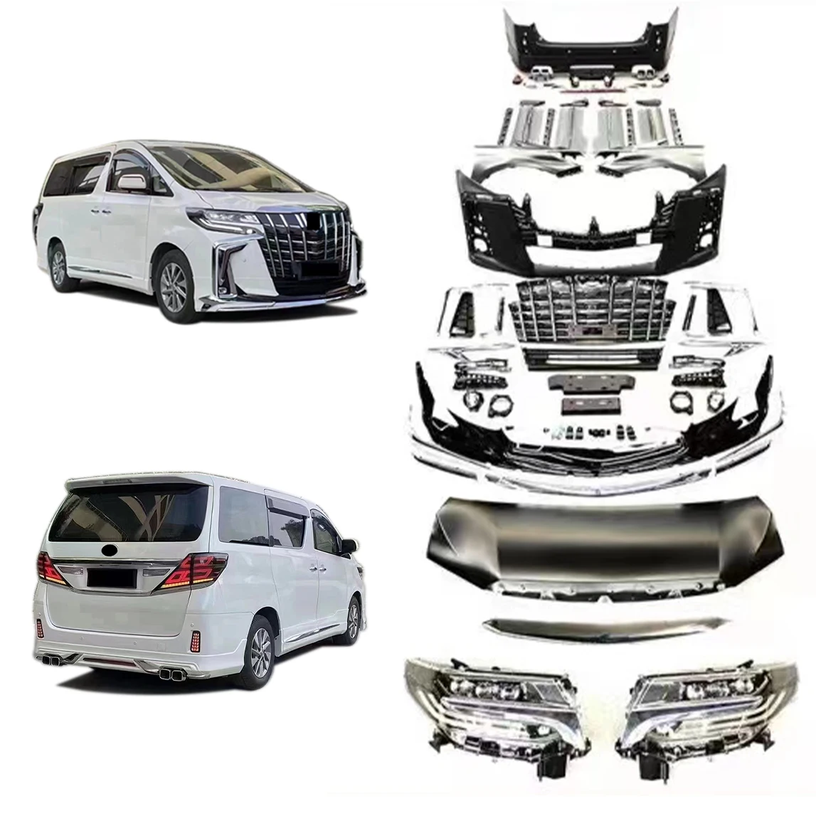 2022 New Body Kit For Toyota Alphard Vellfire Anh20 2008 2009 2010 2011 2012 2013 2014 Upgrade to 2018 2020 2022 ANH30 35 series