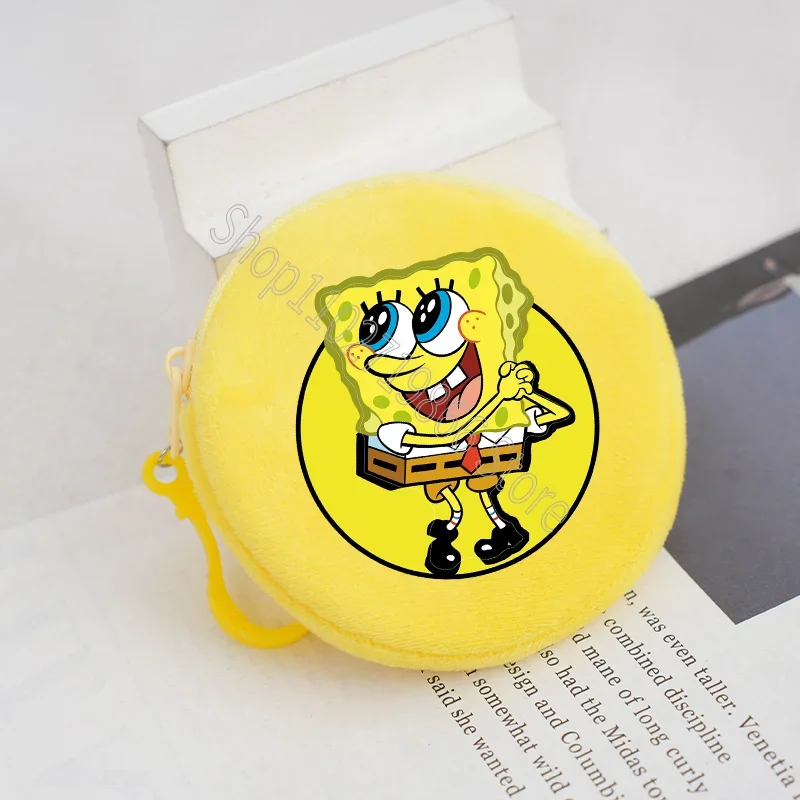 SpongeBob SquarePants Plush Wallet Anime Cartoon Character Print Cute Purse Large Capacity Portable Mini Wallets Holiday Gifts