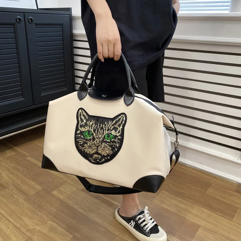 Sacs de voyage brodés de grande capacité pour femmes, sac à main initié mignon, sac à bagages Bento, sac de fitness pour hommes, nouveau, 2024