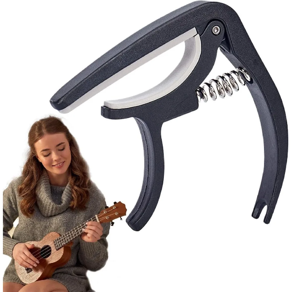 2 Pack Black Guitar Capo, Universal Spring Trigger Capo with String Pin Remover, Lightweight Capo for Acoustic Guitar Ukulele Mandolin Banjo String Instrument