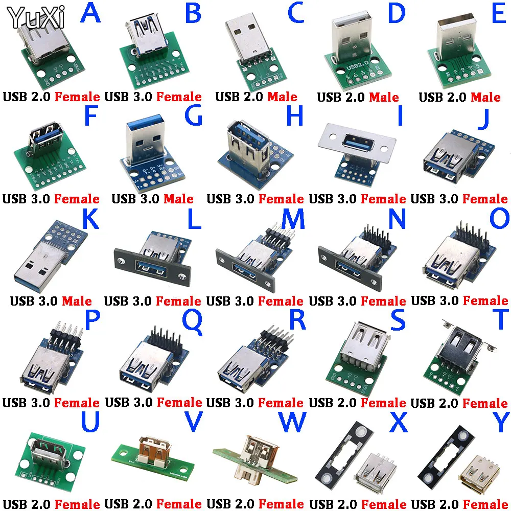 1PCS Type A 2.0/3.0 USB Male Female Screw Fixing Hole USB Head Welding Plate Vertical Welding Test Plate Test Board Connector