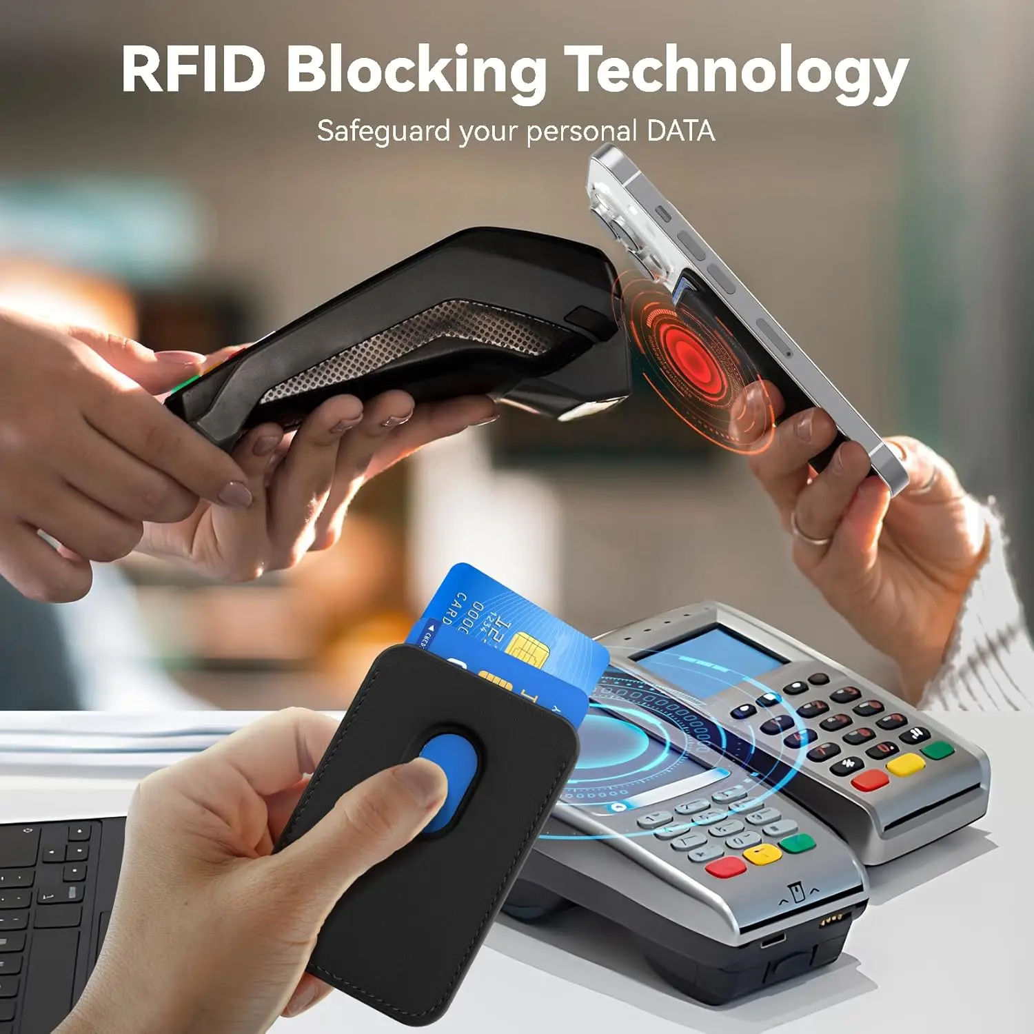 حافظة بطاقات مغناطيسية من GITFOS حامل هاتف أقوى ملحقات Mag-Safe عصا جلدية RFID لهاتف iPhone 17 16 15 14 13 12 Pro Max #2