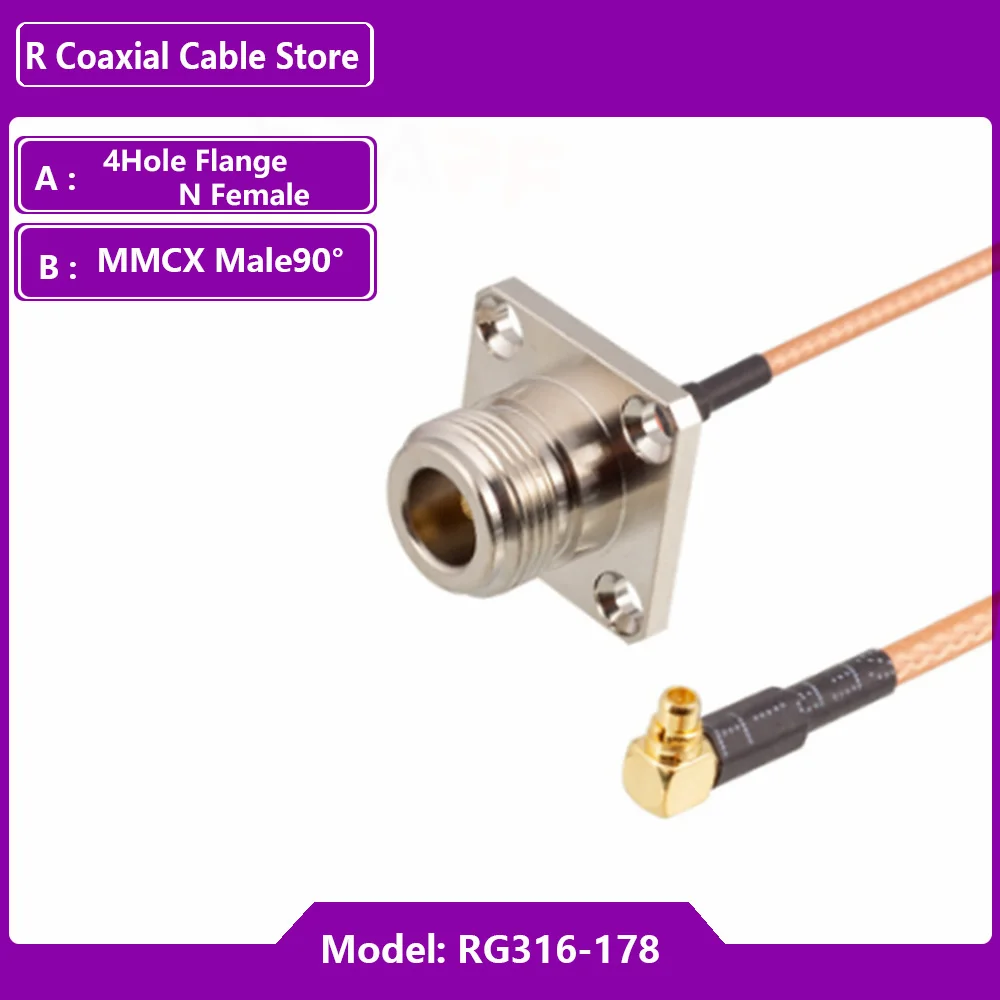 كابل محوري RF مع شفة 4 فتحات ، N أنثى إلى MMCX ، MCX ، Male90 ° موصل ، فاصل تمديد ، جهاز توجيه ، نظام تحديد المواقع ، سلك GPRS ، RG316