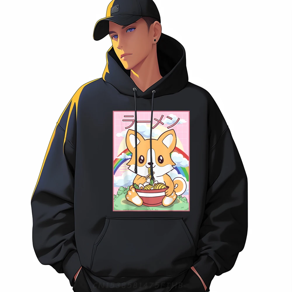 

Kawaii Corgi Ramen Noodles Japanese Aesthetic Wholesale Tshirts 100 Pcs Long Sleeve Hoodie Men Tops & Tees Printed