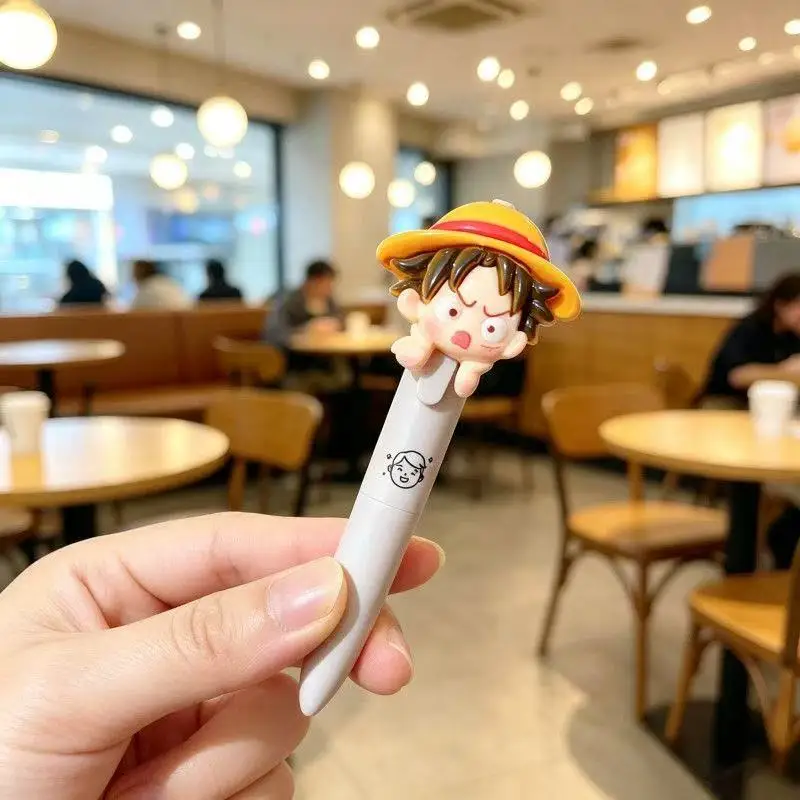 Anime peripheral ONE PIECE  neutral pen Cartoon Anime Monkey D. Luffy Press to Start Creativity Theme Styling doll ballpoint pen